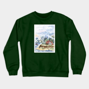 Mountain Landscape Watercolor painting Crewneck Sweatshirt